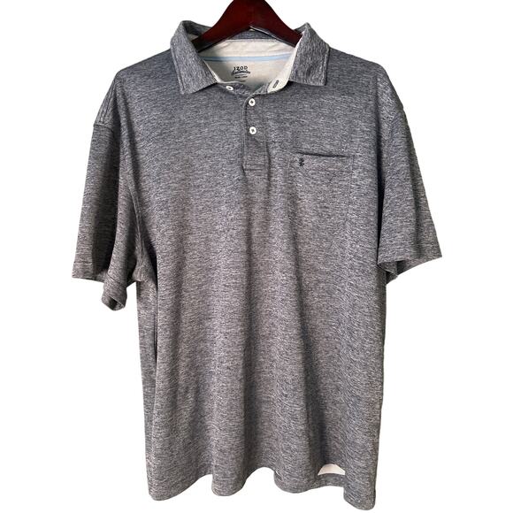 IZOD Saltwater Mens Classic Fit Short Sleeve Pocket Polo Shirt XXL Blue UPF 30 - Picture 1 of 4